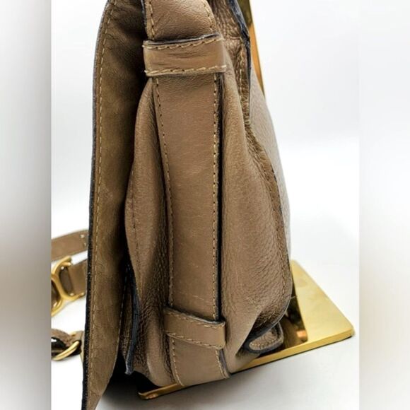 Auth Chloe Marcie Medium Tan Leather Crossbody Saddle Bag Good Preloved Bag - Picture 10 of 15